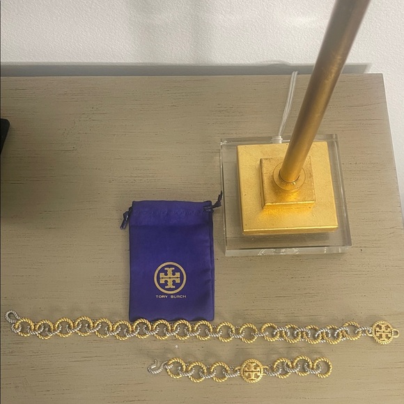 Tory Burch Gold and Silver Interlinked Necklace and Bracelet Set - Picture 4 of 4